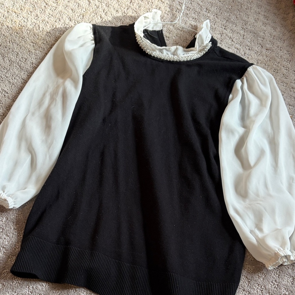 Cable & Gauge Monochrome Ruffle Top